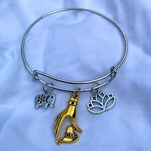 Brand New! Handmade! Adjustable Charm Bangle Bracelet!